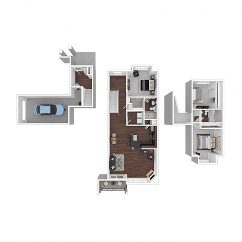 Floor plan for 3 beds, 2 baths, 1330 sqft